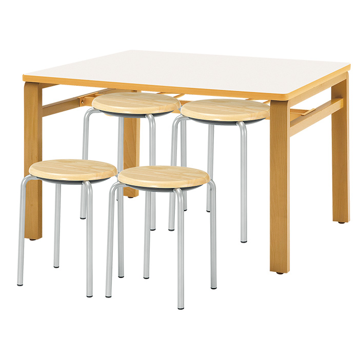 社員食堂テーブル 会社 丸椅子 セット 4人用 社員食堂用テーブル E-MU-1290 1台 + 丸椅子 E-CX-56 4脚 休憩室 テーブル_2