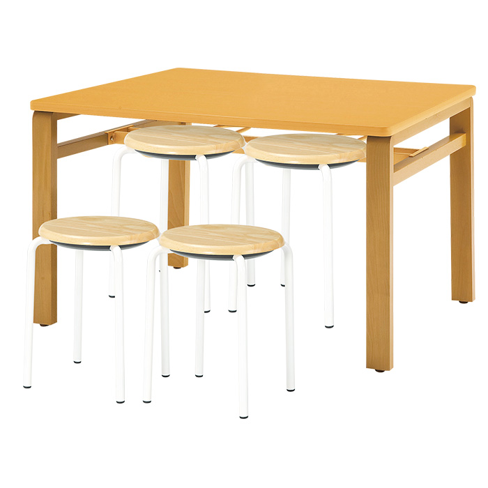 社員食堂テーブル 会社 丸椅子 セット 4人用 社員食堂用テーブル E-MU-1290 1台 + 丸椅子 E-CX-56 4脚 休憩室 テーブル_12