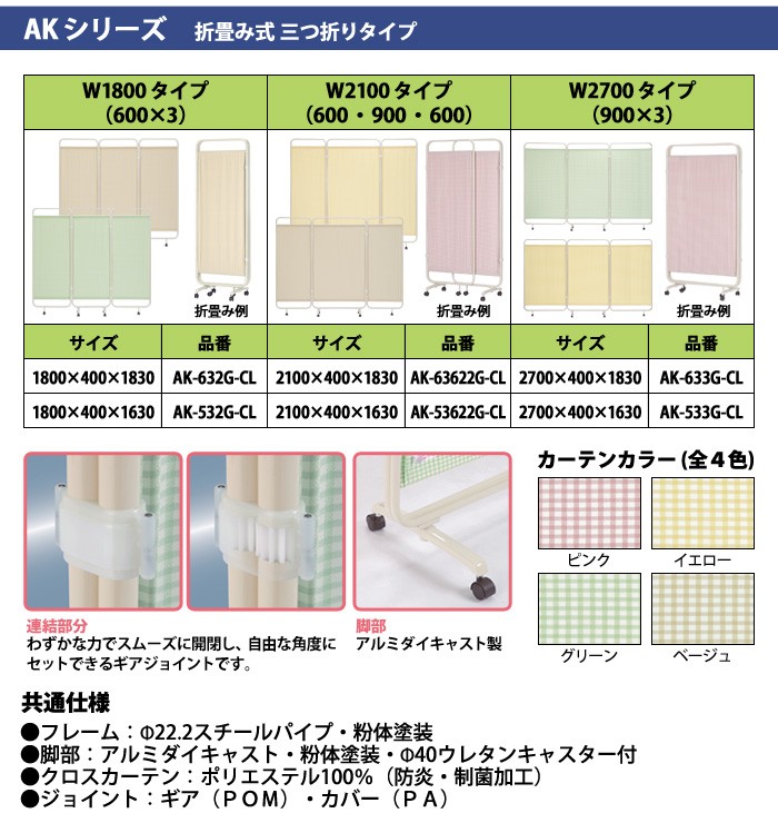 メディカルスクリーン AK-63622G-CL W2100（600・900・600