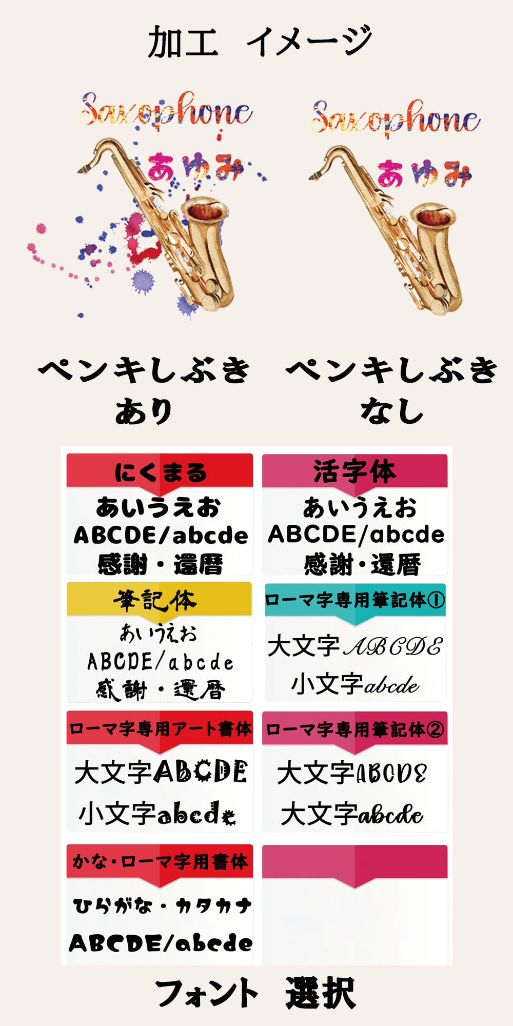 加工イメージ フォント選択