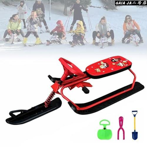 雪そり 子供用 スキー スノーモービル 伸縮リード付き ブレーキ付 衝撃