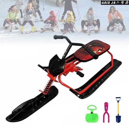 雪そり 子供用 スキー スノーモービル 伸縮リード付き ブレーキ付 衝撃