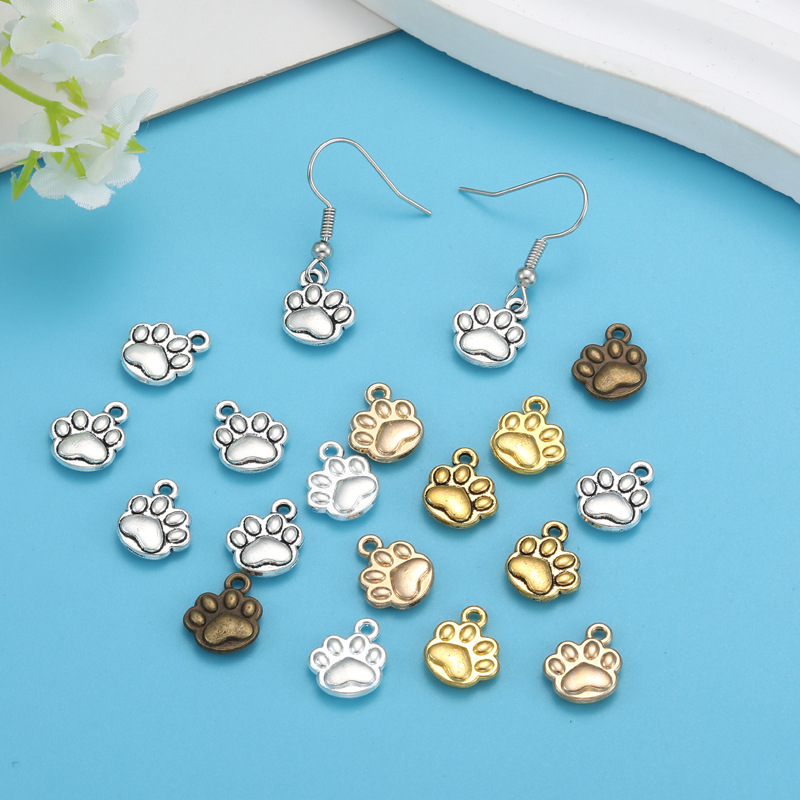 金属チャーム 肉球 ネコ 犬 アクセサリーパーツ ハンドメイド
