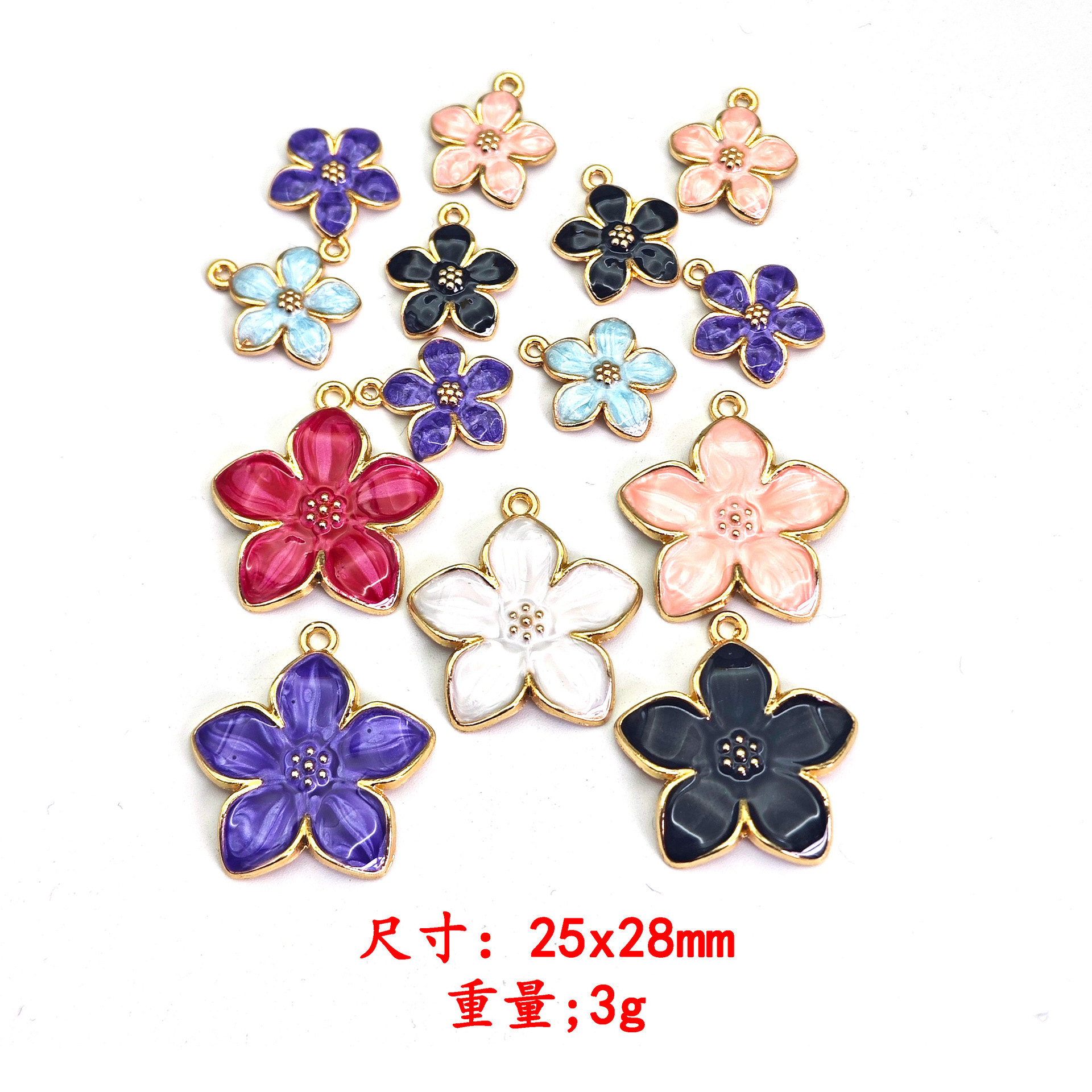 金属チャーム カラーチャーム お花 フラワー 約50個 ハンドメイド