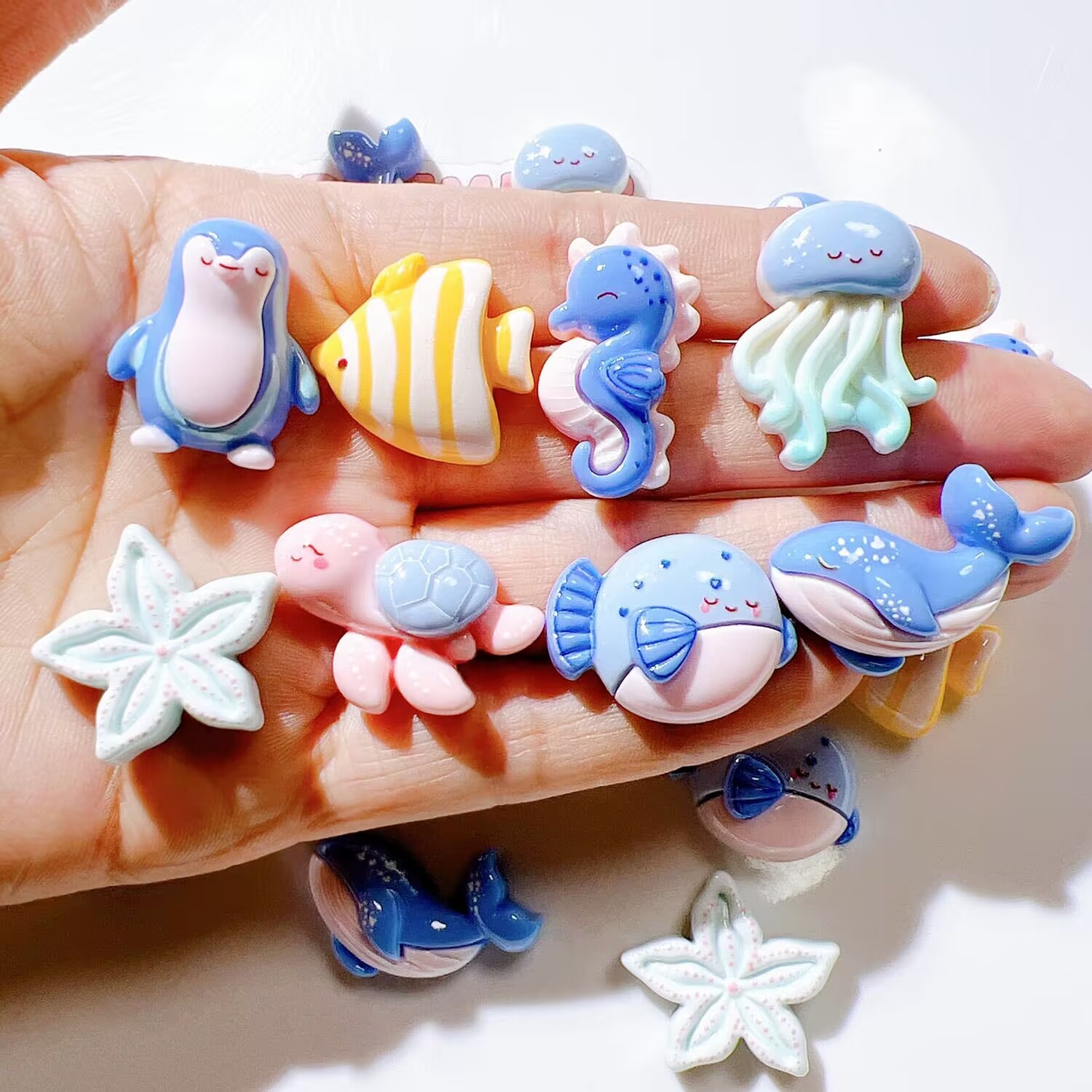 デコパーツ 海系 クジラ カメ クラゲ 樹脂 約50個 ハンドメイド
