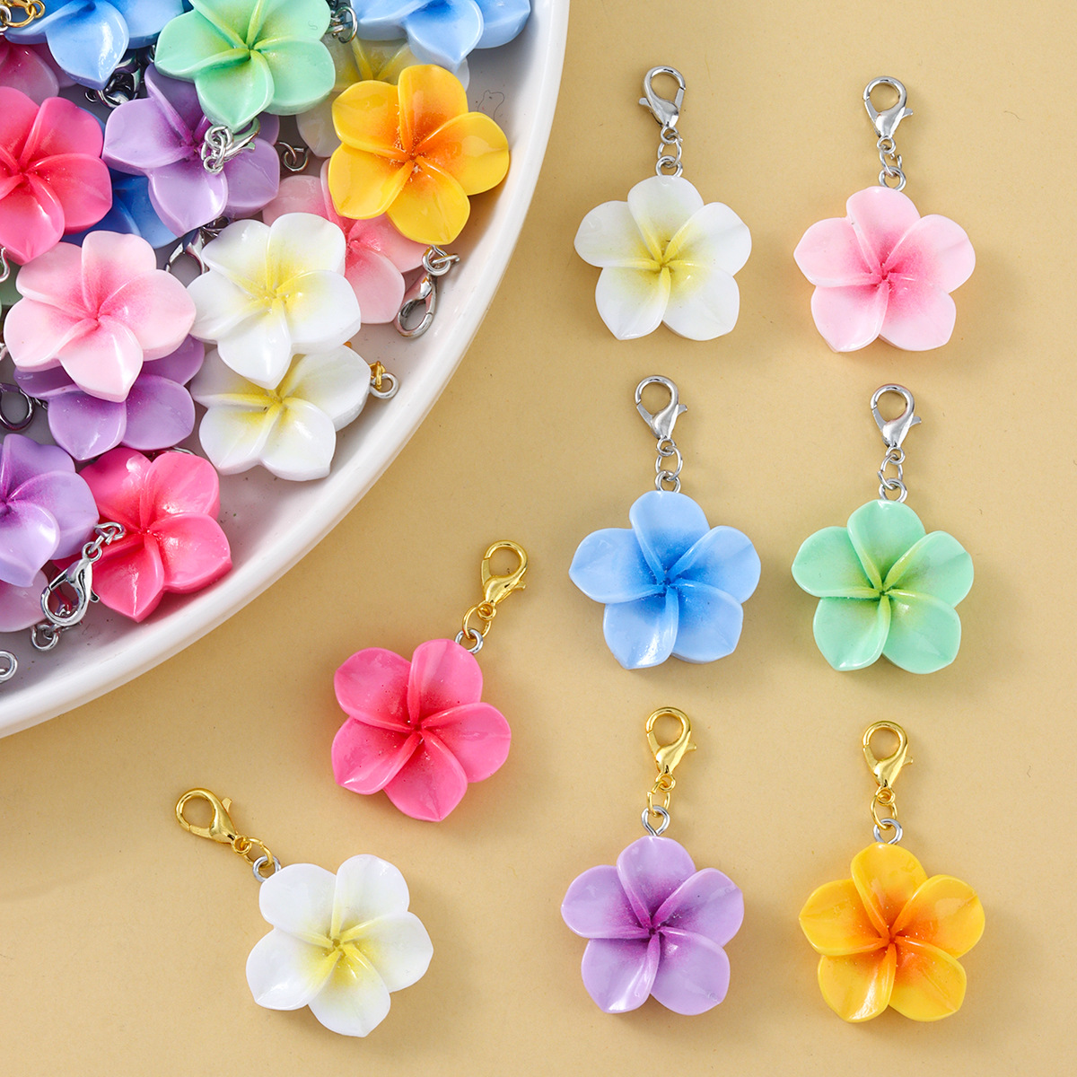ハンドメイド　チャーム　★105 20個入り チャーム 樹脂チャーム カニカン付き 花 フラワー