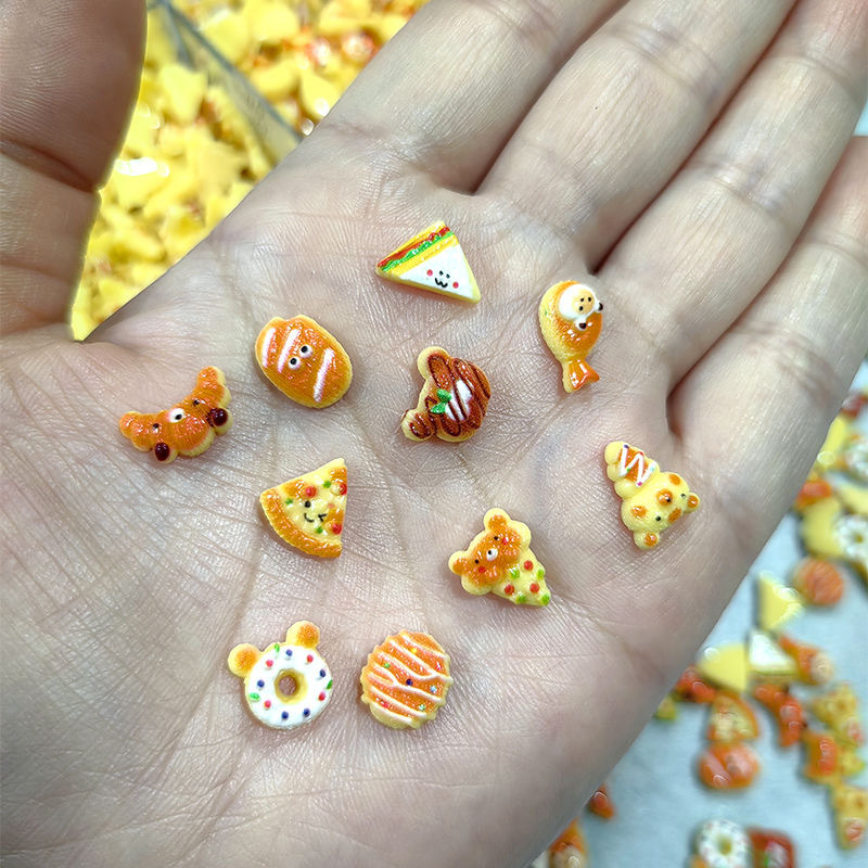 約50個 デコパーツ ネイルパーツ 樹脂 パン ピザ クマ ハンドメイド