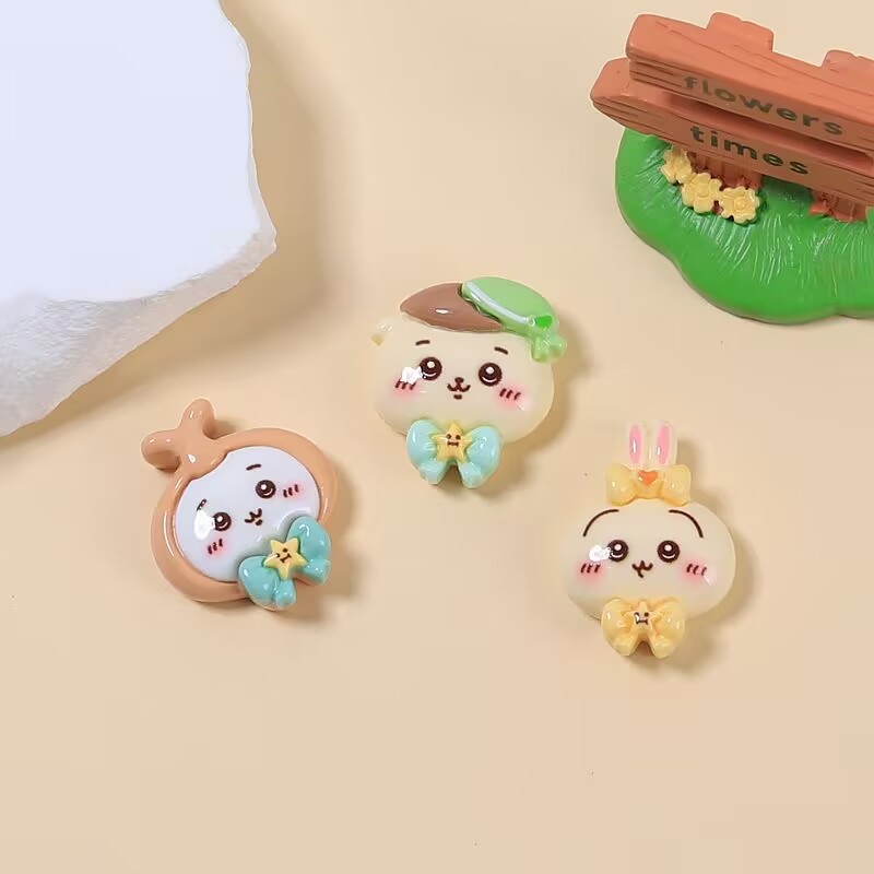 約50個 デコパーツ 樹脂 動物 ウサギ ネコ キャラクター ハンドメイド