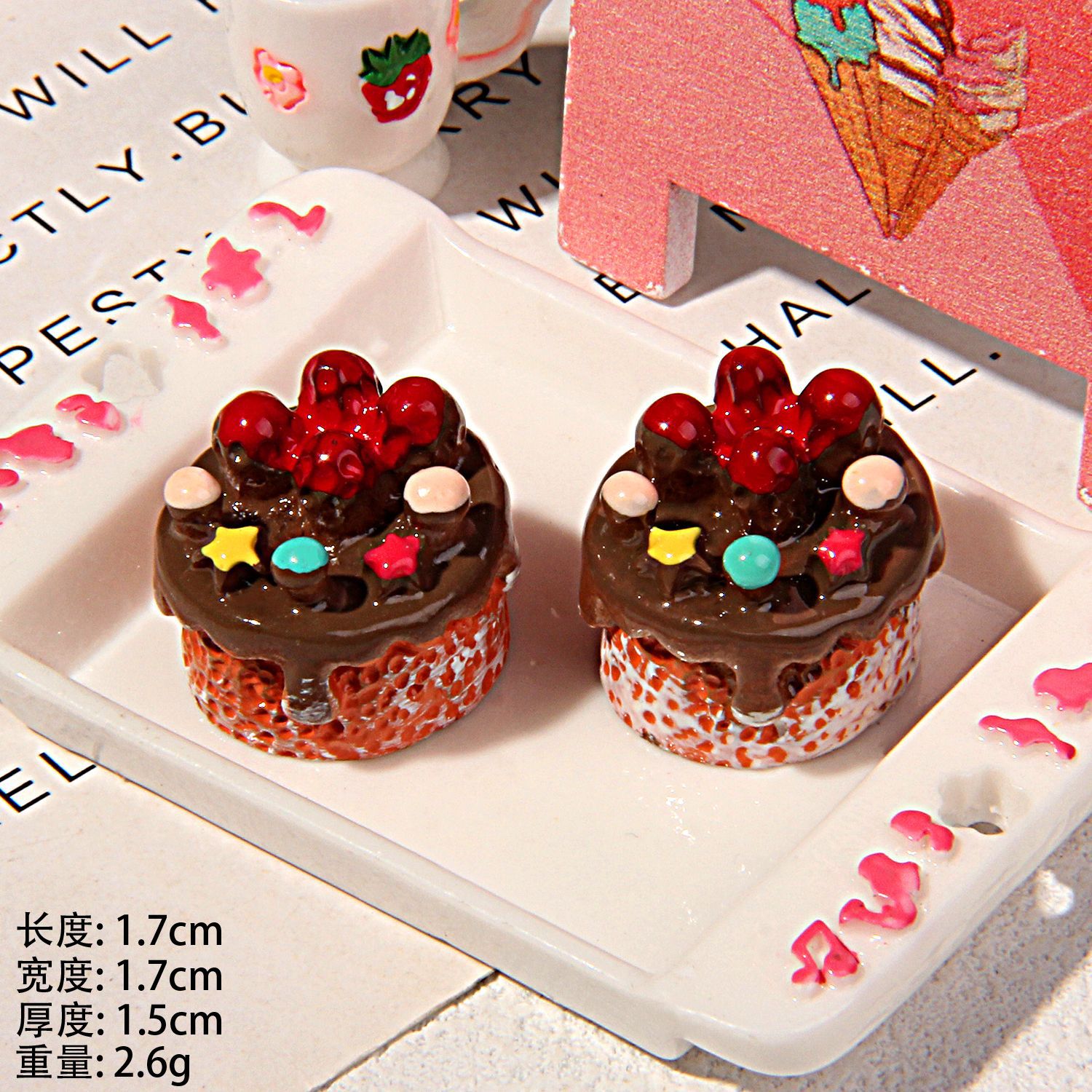 20個 デコパーツ 立体 樹脂 ケーキ イチゴ...の詳細画像5