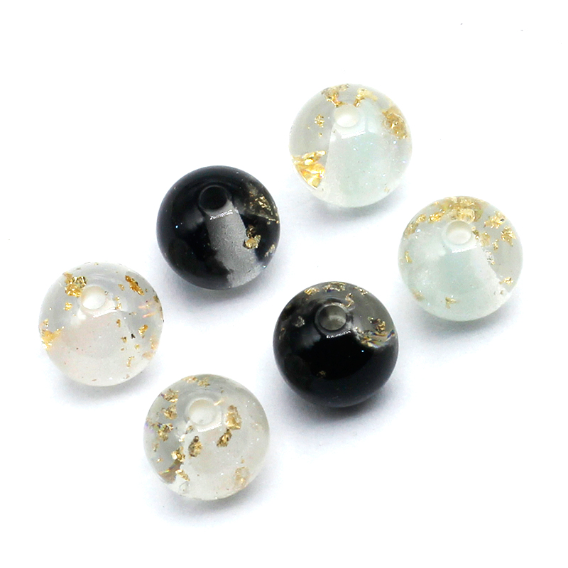 アクリルビーズ 金箔風 ラメ入り 2個売り
