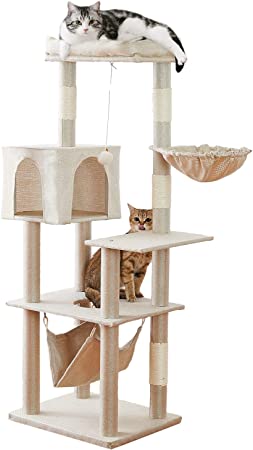 キャットタワー 大型猫 猫タワー 据え置き 猫ハンモック B おしゃれ 大型猫用 スリム 省スペース 猫 タワー コンパクト 多頭飼い キャツトタワー  AIFY