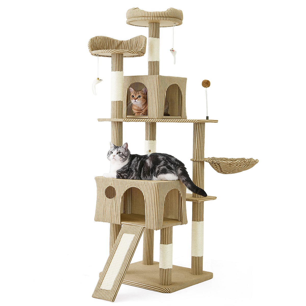 キャットタワー 猫タワー 据え置き 大型猫 猫ハンモック B おしゃれ 大型猫用 スリム 省スペース 猫 タワー コンパクト 多頭飼い キャツトタワー  AIFY