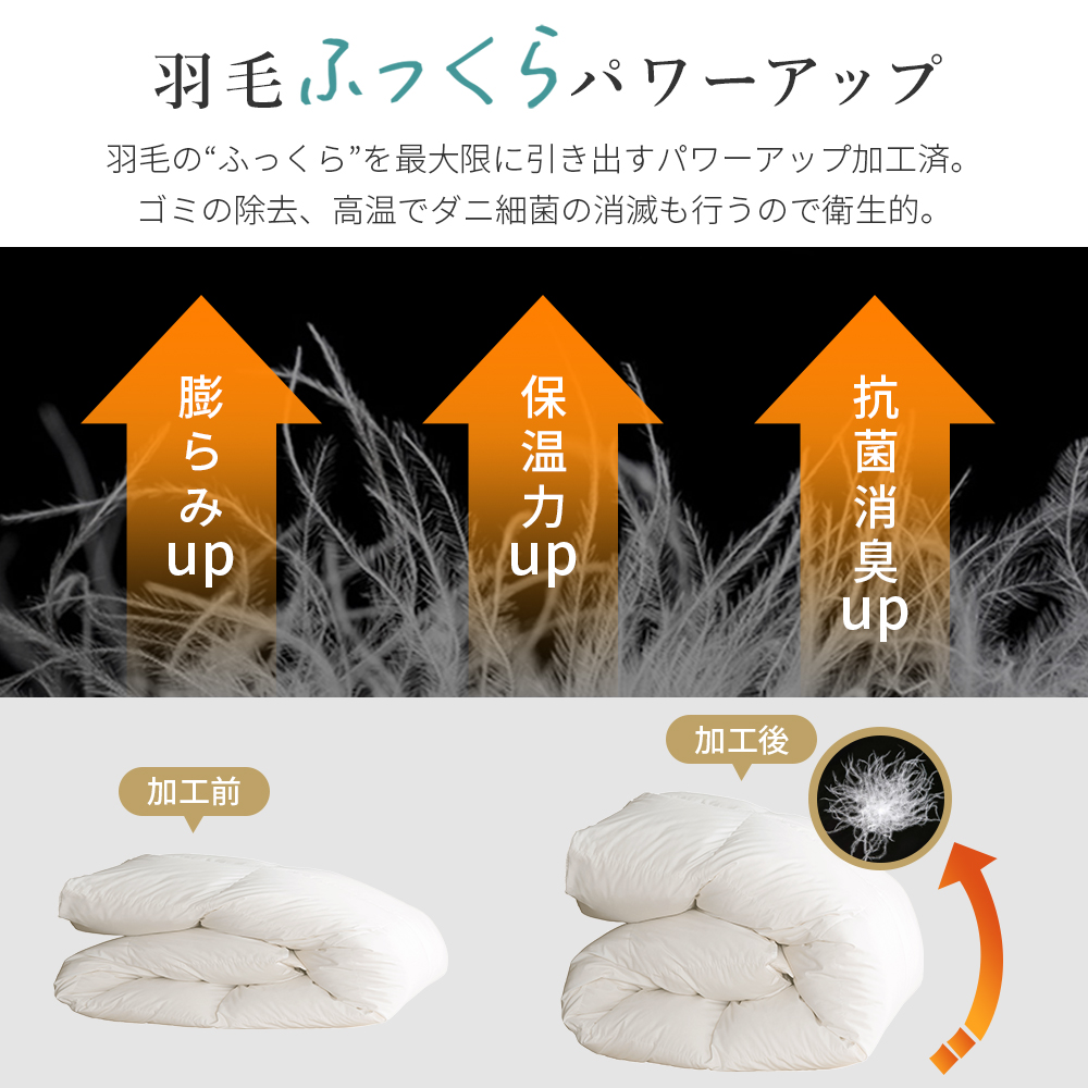 羽毛布団 ダブル 掛け布団 羽毛ふとん  冬用 ホワイトダックダウン 掛布団 布団 羽毛掛け布団 オールシーズン 羽根布団 抗菌 消臭 防ダニ加工 AIFY アイフィー | AIFY | 13
