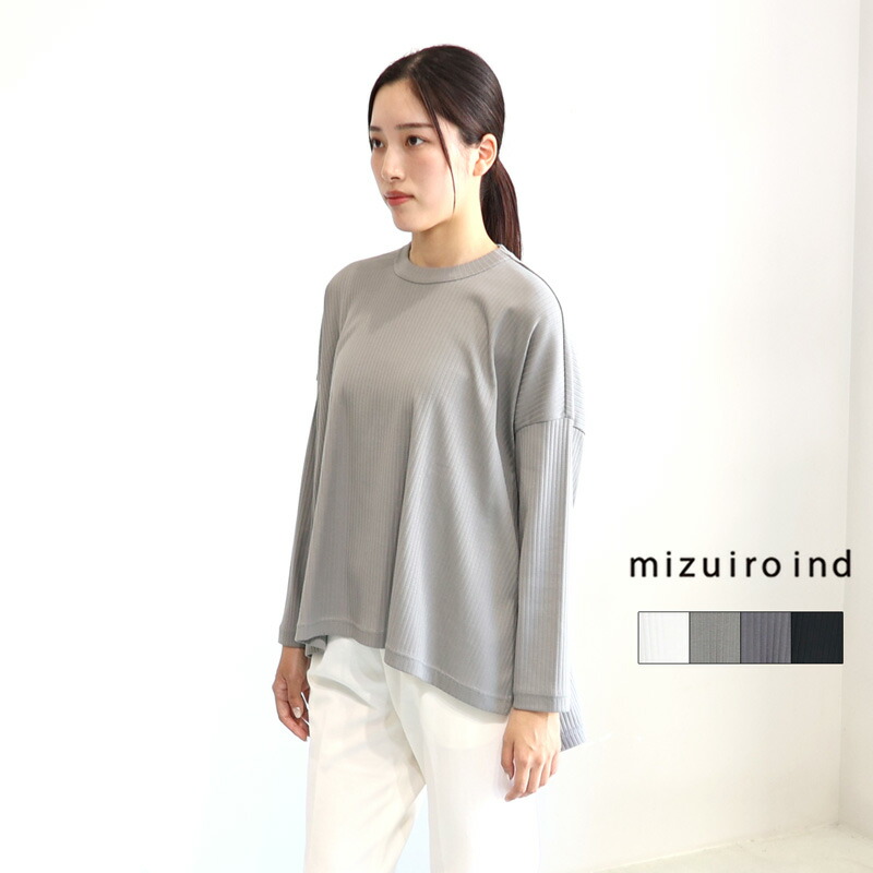 新品　ミズイロインド　シアーコットンクルーネックTシャツ　フリーサイズ 楽天市場】mizuiro ind ミズイロインド コットン シアー クルー