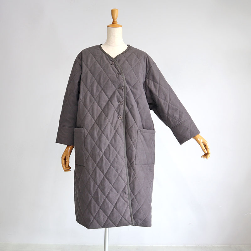 キルティングコート レディース ロング Gauze# ガーゼ アイノコート AINO COAT G891 秋冬 ゆったり ノーカラー 長袖 日本製 :  g891 : galette-store - 通販 - Yahoo!ショッピング