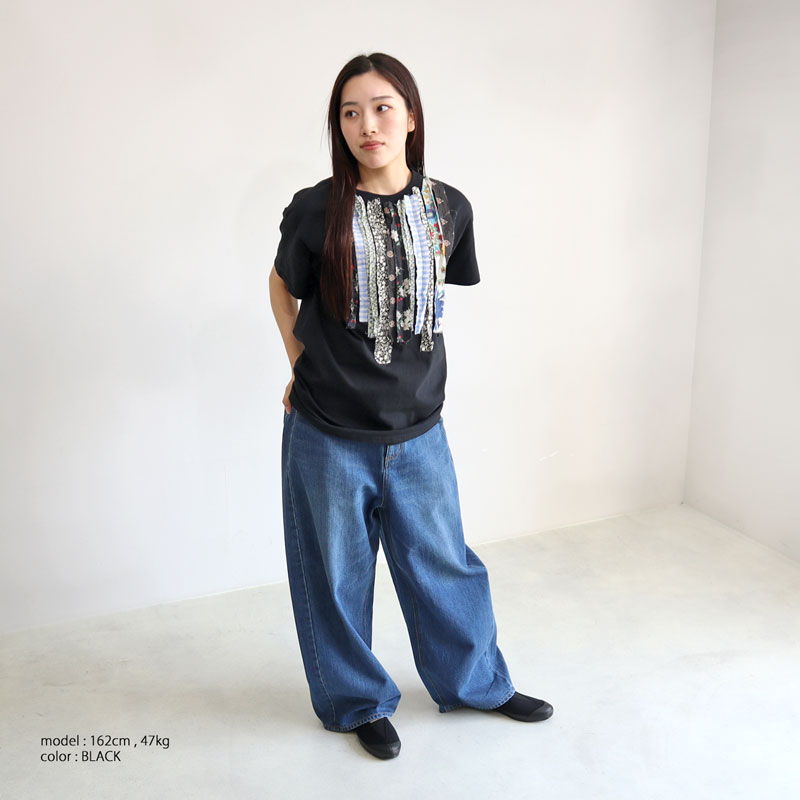 ダリア リメイク フリル 半袖 カットソー メール便OK dahl'ia HD-110 レディース トップス Tシャツ オーバーサイズ dahl'ia ダリア リメイクTシャツ N/S フリルカットソー 2025春夏