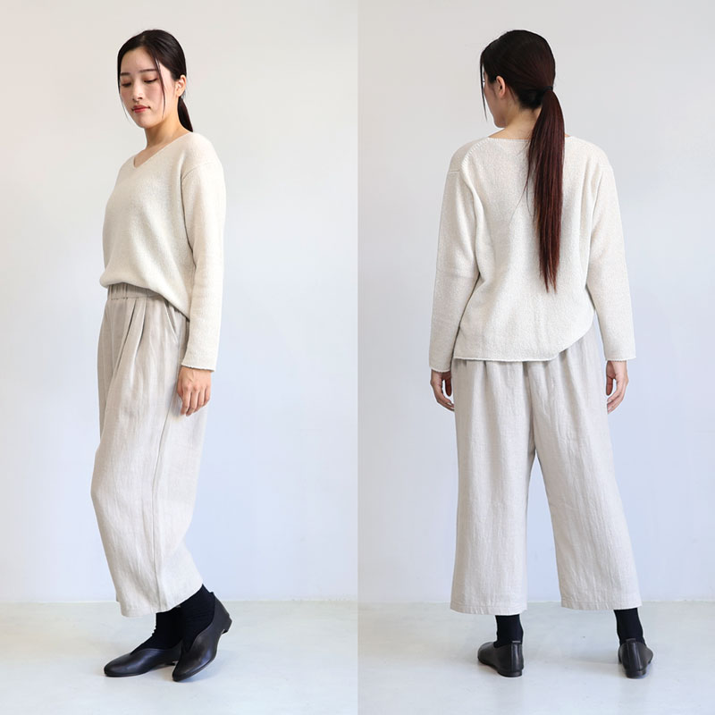 evam eva エヴァムエヴァ リネンウールパンツ linen wool pants