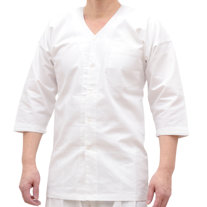 鯉口シャツ お祭り 日本製 祭り衣装 粋 祭り シャツ 白 一心 無地 