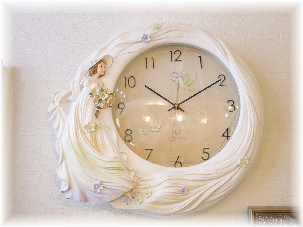 送料無料！】 新品 可愛い壁掛け時計 壁掛け薔薇モチーフ アンティーク