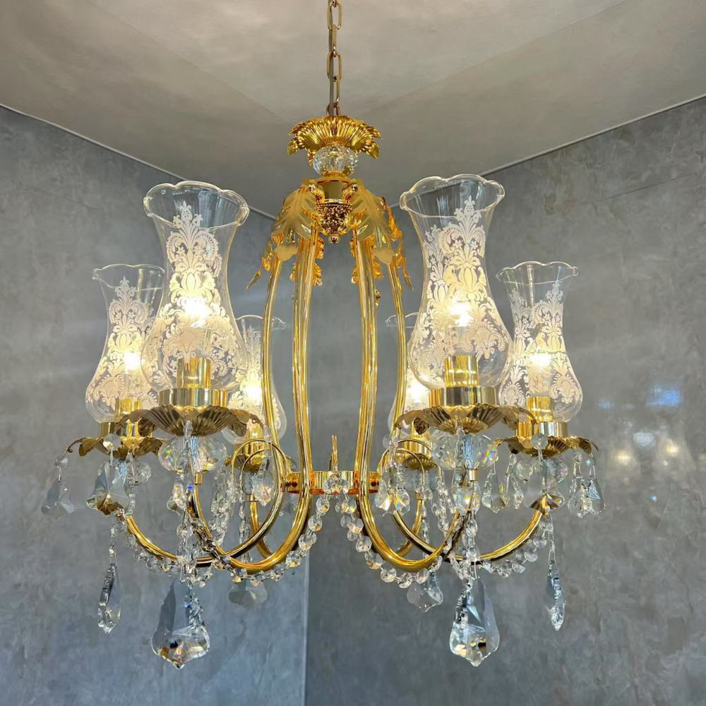 引掛けシーリング対応 キャンドルLED 6灯 クリスタル スワロフスキー風 