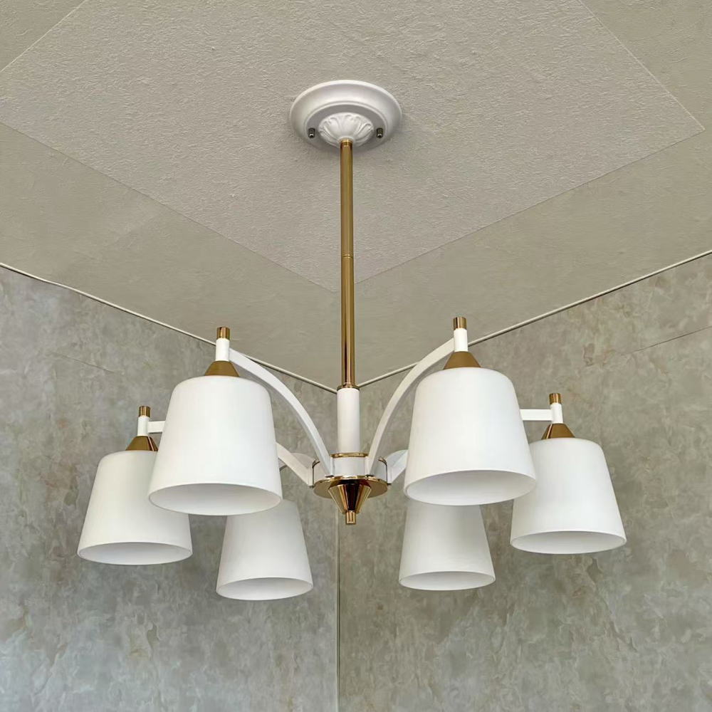 引掛けシーリング対応 LED 6灯 シャンデリア 人気のホワイトタイプ 調