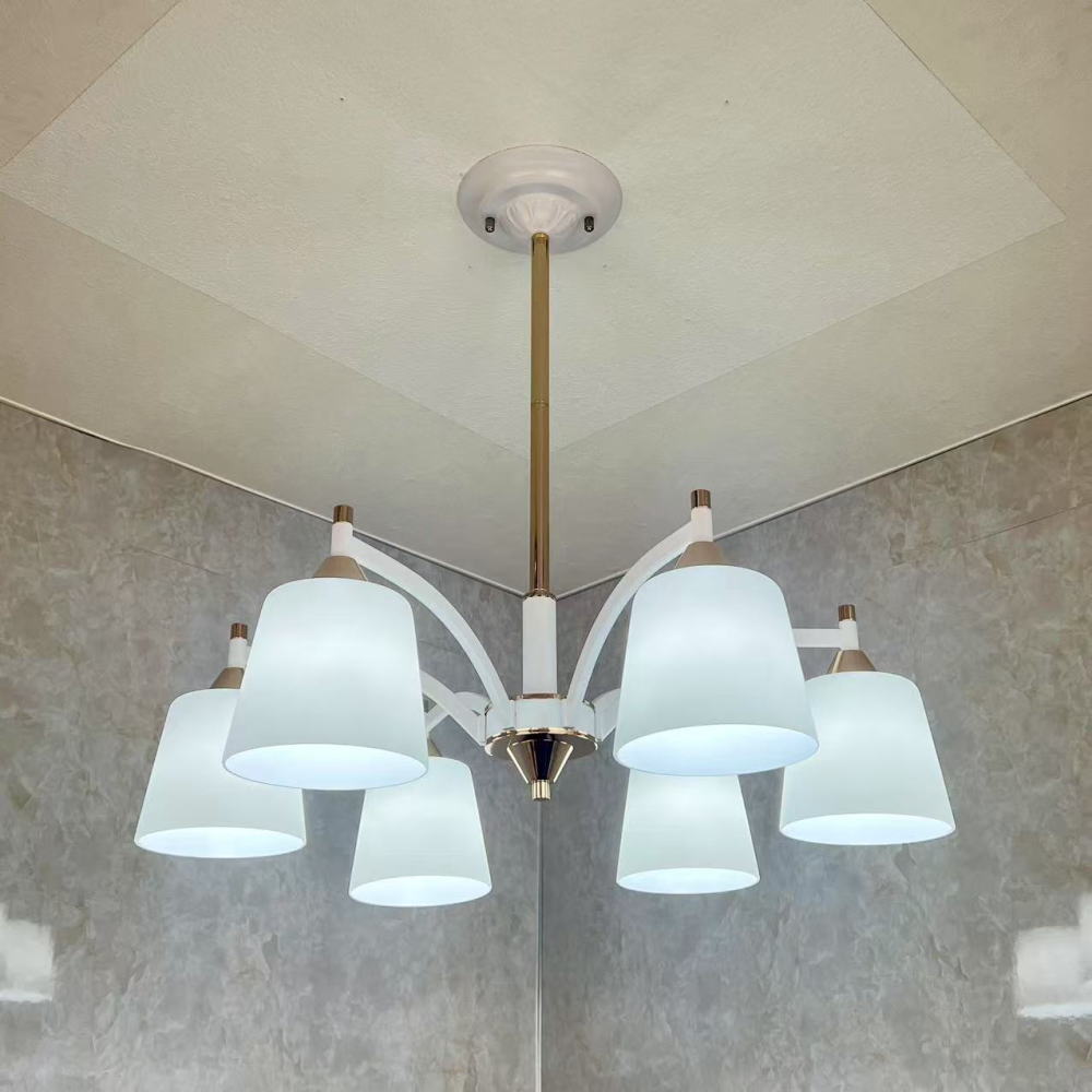 引掛けシーリング対応 LED 6灯 シャンデリア 人気のホワイトタイプ 調