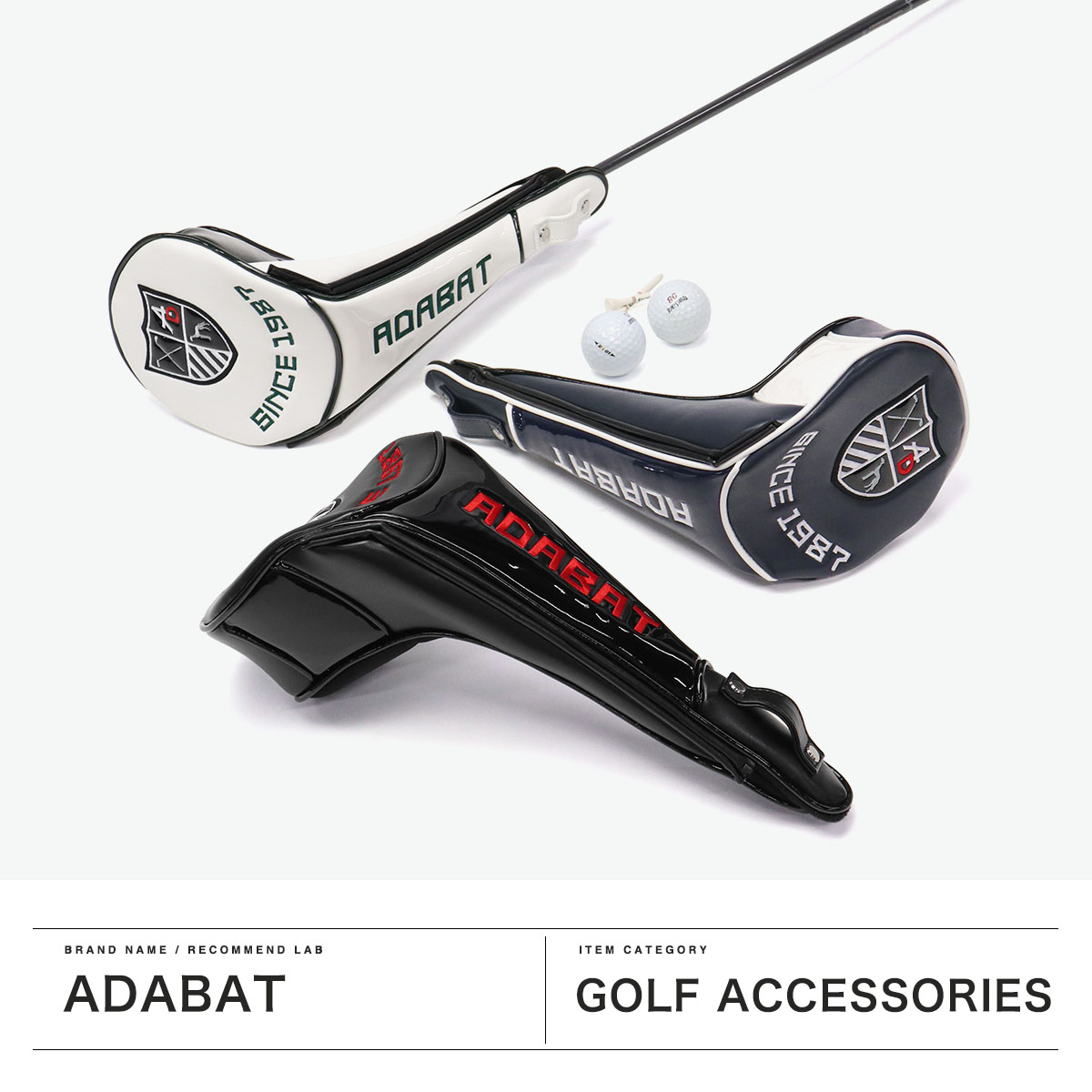 ADABAT アダバット  ヘッドカバー 4点セット  ホワイト系 DR、FW×2、UT [240101490013] ゴルフウェア ストスト ADABAT アダバット ヘッドカバー 4点セット ホワイト系 DR、FW×2