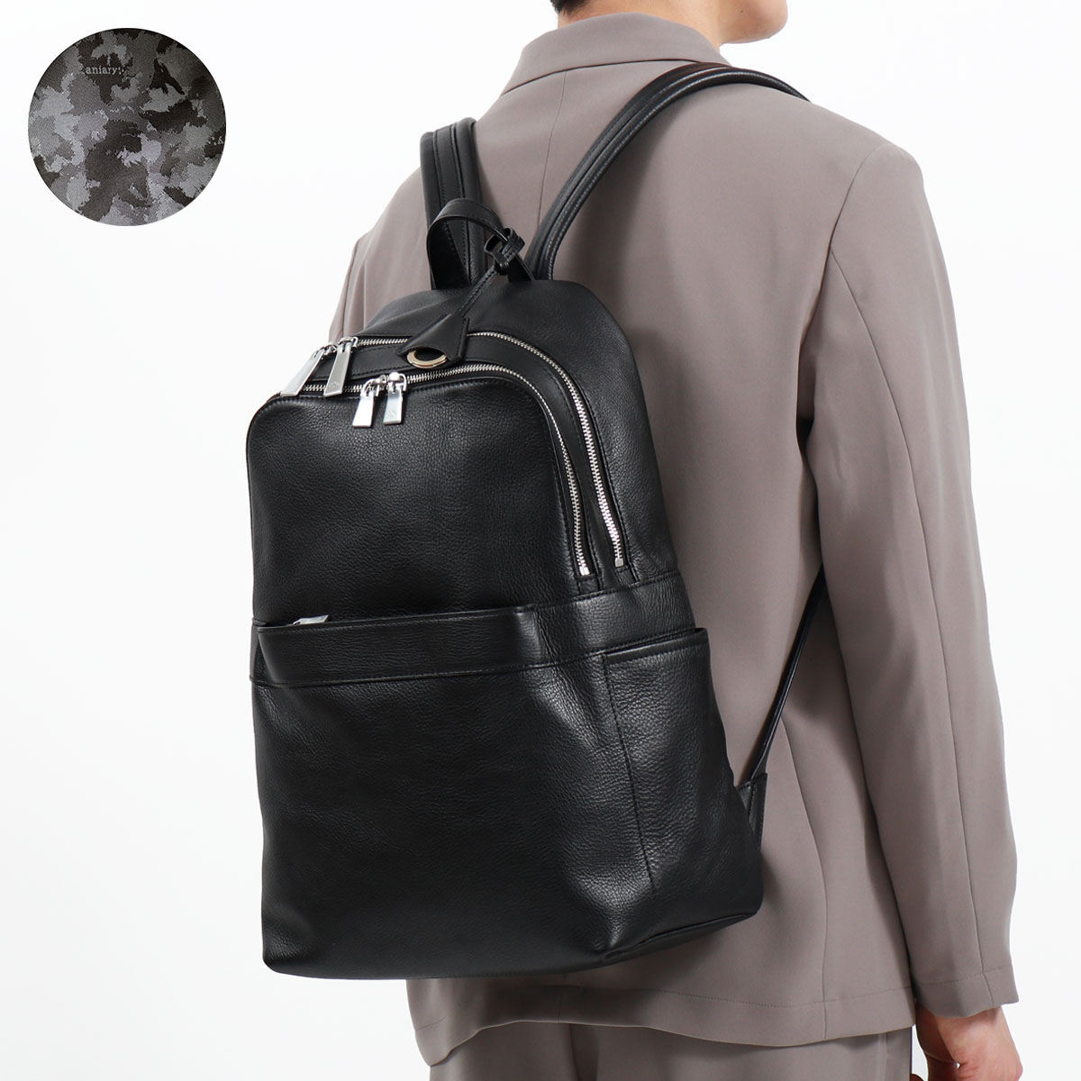 最大40%★5/15限定 正規取扱店 アニアリ リュック aniary Shrink Leather Backpack シュリンクレザー バックパック  本革 A4 日本製 メンズ レディース 07-05001