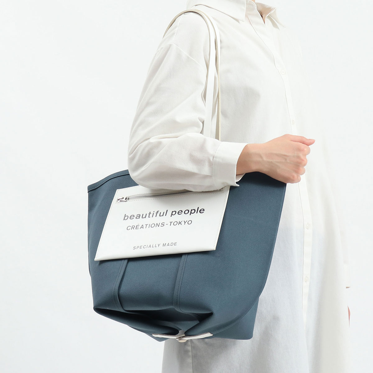 最大40%★5/15限定 ビューティフルピープル トート beautiful people トートバッグ lining logo pocket tote bag A4 日本製 レディース 611968｜galleria-onlineshop｜07