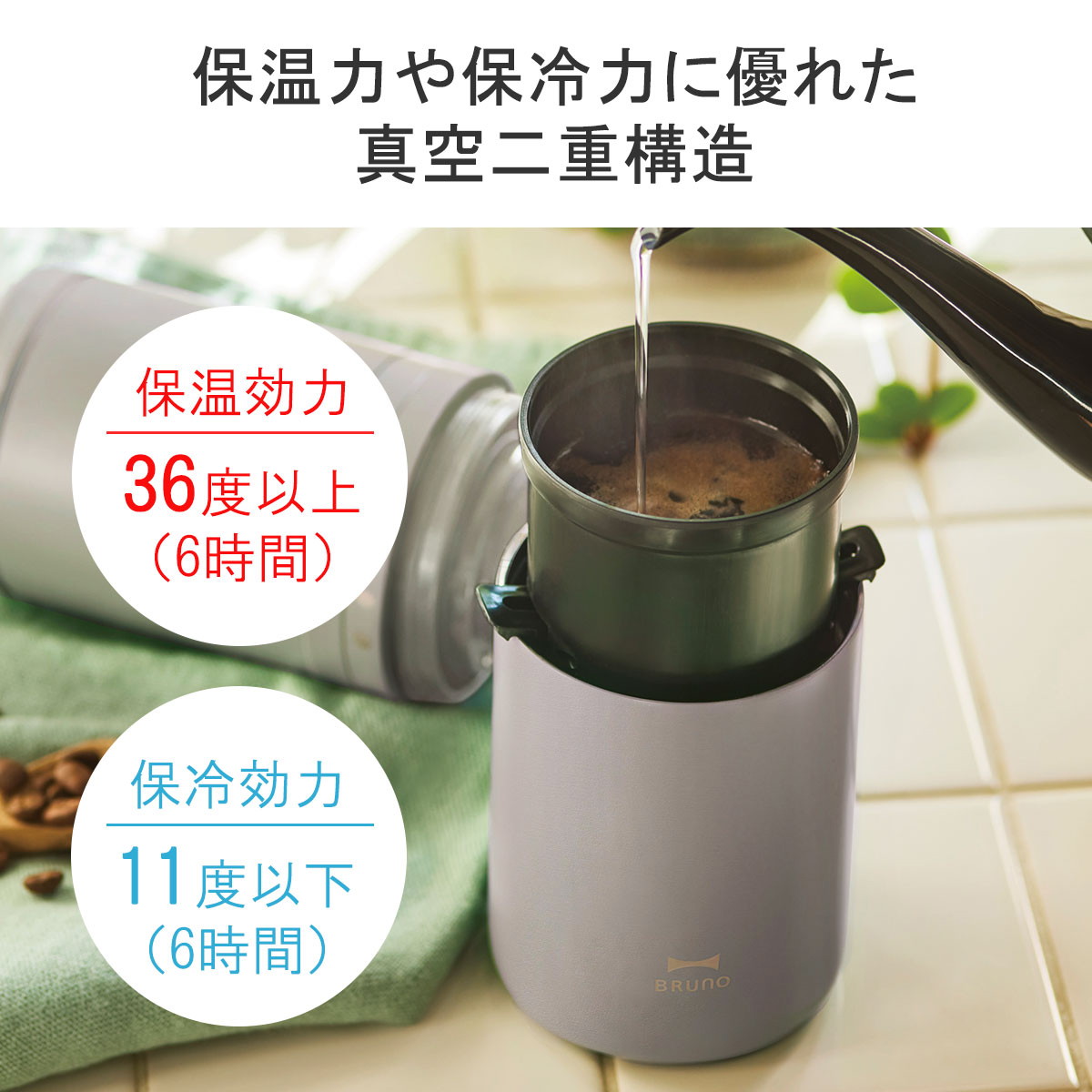 コンパクトミル付きコーヒーメーカー グレージュの通販 | BRUNO