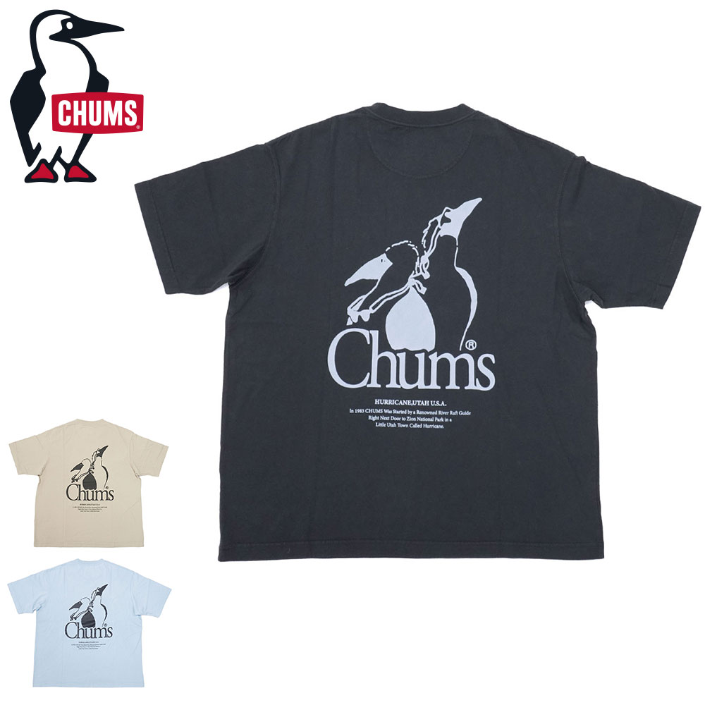 CHUMS チャムス Tシャツ 半そで ティーシャツ 製品染め 綿 S(Oversized