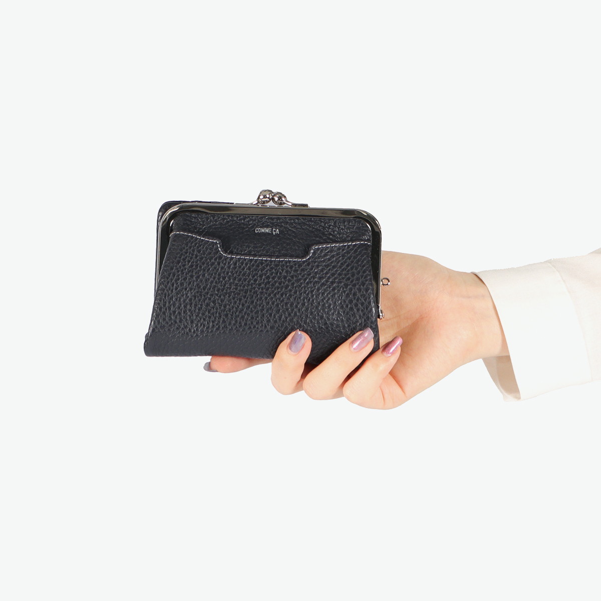 COMME CA コムサ 財布 がま口レディース 二つ折り かわいい 本革 二