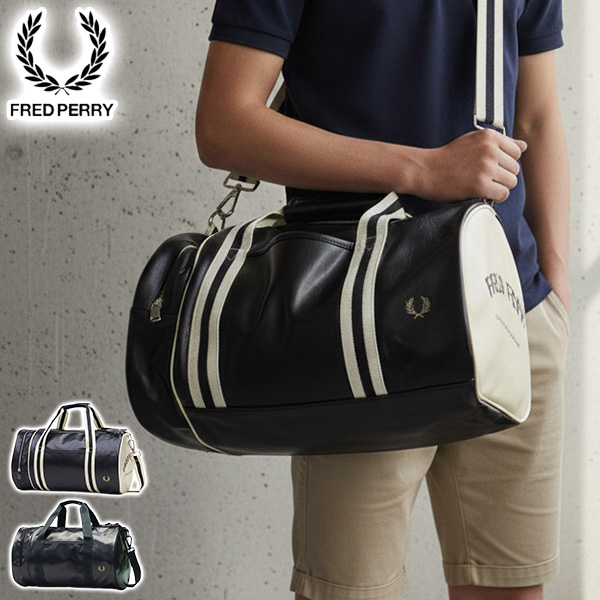 FRED PERRY ボストンバッグ ネイビー ホワイト FRED PERRY（フレッドペリー） 最大51%☆土日限定 ボストンバッグ