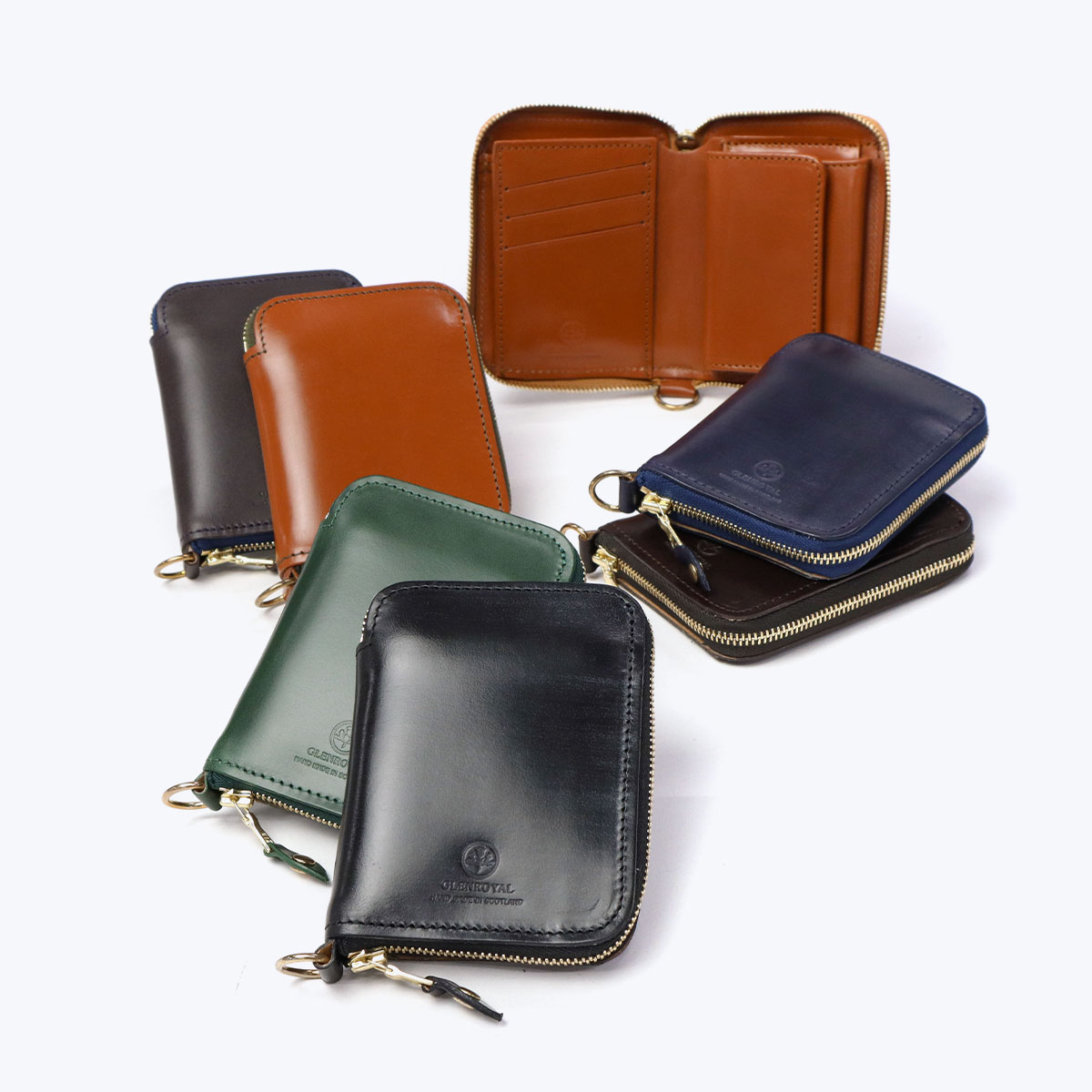 【美品】グレンロイヤル　二つ折り財布　レザー　ロゴ型押し　小銭入れ　黒 GLENROYAL 最大40%☆7/25限定 正規品3カ月保証 グレンロイヤル