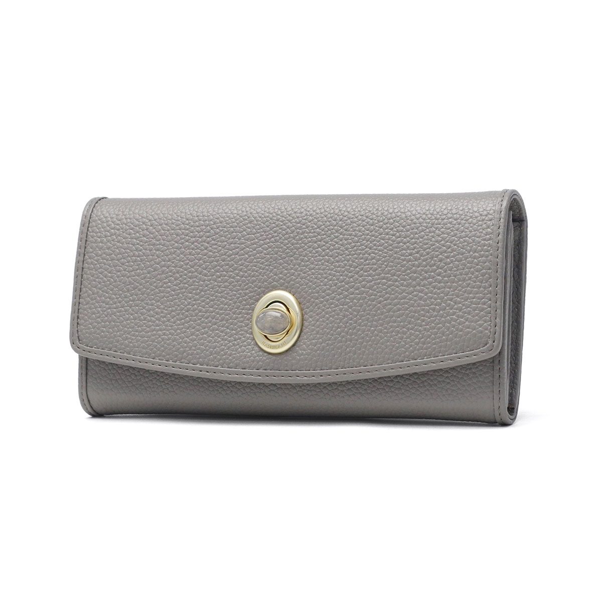 ハシバミ 長財布 レディース カード HASHIBAMI 財布 ブランド 大容量 本革 革 レザー おしゃれ かわいい かぶせ フラップ 小銭入れ パワーストーン 大人 上品 シンプル 天然石 ロングウォレット Ha-2104-306 MIDGRAY