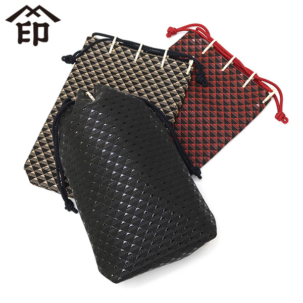 印傳屋 INDEN-YA 合切袋 巾着 鹿革 黒地 漆黒 3202-542-2a.jpg