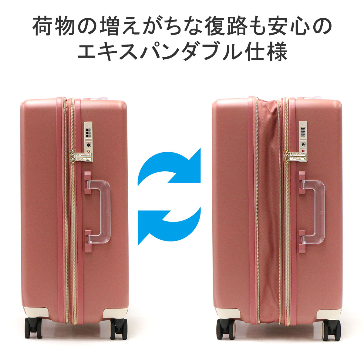 Jewelna Rose 「エース公式」スーツケース キャリーケース M