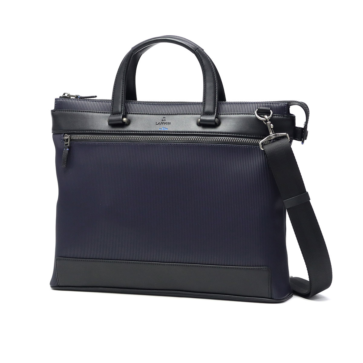 極美品 ランバンオンブルー ビジネスバッグ 2way A4収納 大容量 シボ革 LANVIN en Bleu 最大46%☆8/24まで ランバン オン ブルー