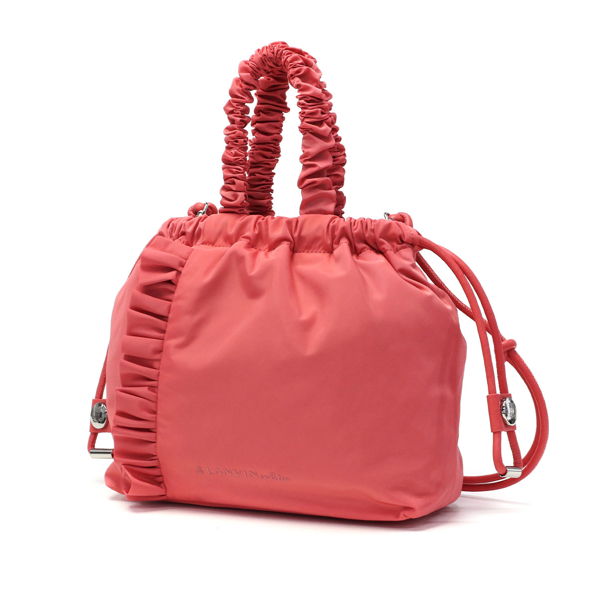 のん【美品】LANVIN en Bleu 2Way JL型押しバッグ LANVIN en Bleu 最大42%☆7/30まで ランバン オン ブルー