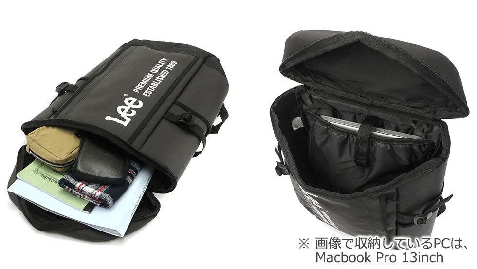 Lee リュック 通学 25L ボックス型 スクエア リー LEE リュックサック 撥水 高校生 大容量 B4 PC メンズ レディース  320-4900