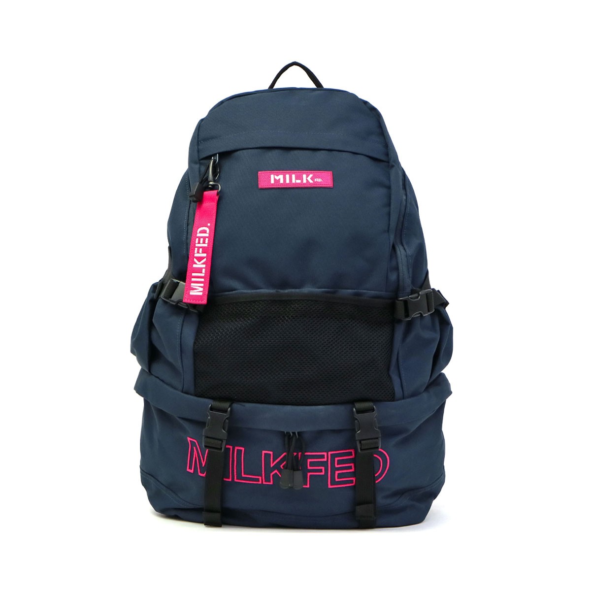 最大40%★10/15限定 ミルクフェド リュック MILKFED. バッグ EMBROIDERY MESH POCKET BACKPACK  バックパック 20L A4 B4 通学 レディース 03195060