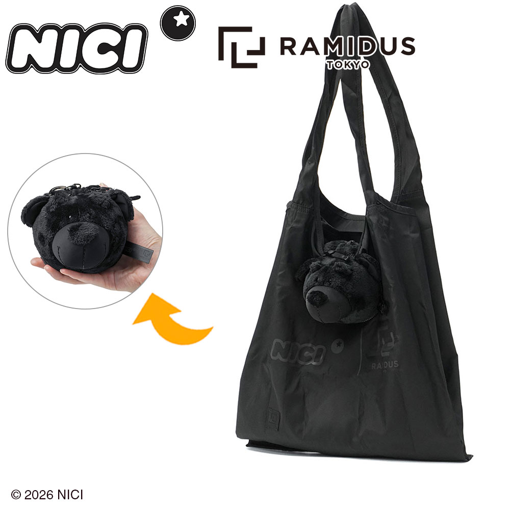 NICI ニキ エコバッグ ブラック クマ ベアー パッカブル NICI×RAMIDUS