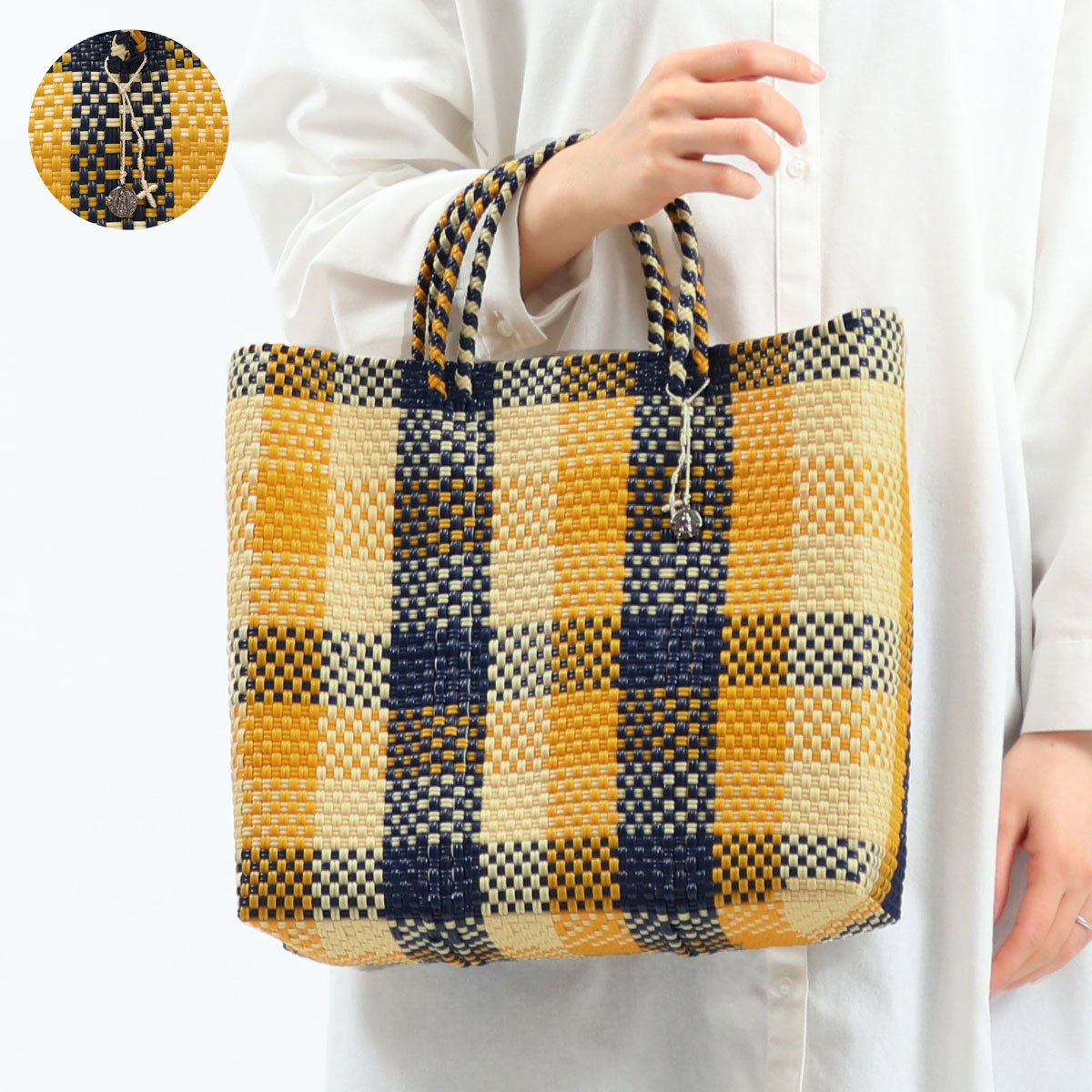 最大40%★5/15限定 オホ デ メックス OJO DE MEX バッグ Plastico CAGO Tote Check S トートバッグ レディース A4 プラスチック カゴトート チェック かごバッグ｜galleria-onlineshop｜04