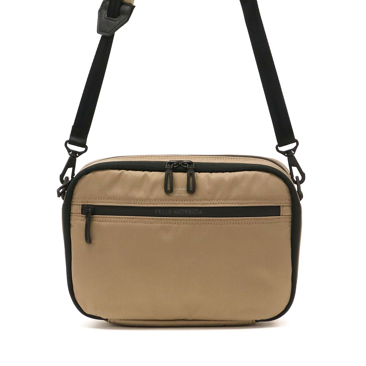 ペッレモルビダ　オールレザー　ショルダーバッグ　チャーム　ロゴファスナー　トープ PELLE MORBIDA 最大43%☆8/15限定 ケアセット＋選べるノベルティ