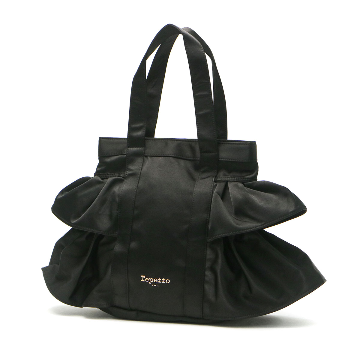 最大36%★4/22限定 レペット トートバッグ Repetto Satin トート ハンドバッグ バッグ 手提げ B5 小さめ フリル ギャザー  ブラック レディース 51212510344