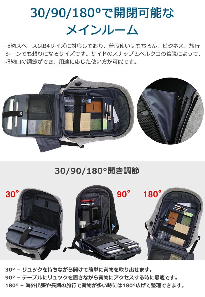 防犯多機能バックパックのパイオニアXD design より、Bobby Pro