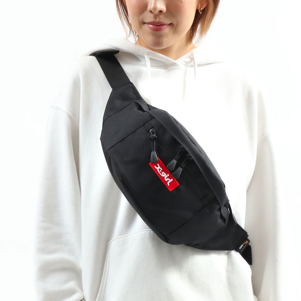 最大36%★4/9限定 エックスガール ウエストバッグ X-girl MILLS LOGO ADVENTURE HIP BAG バッグ ウエストポーチ  斜めがけ レディース 105215053003