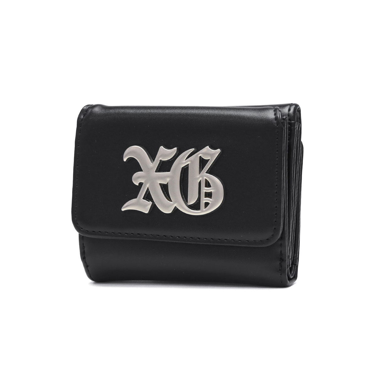 Kロゴ付き黒レザー三つ折り財布 X-girl 最大42%☆7/30まで エックスガール 財布 レディース