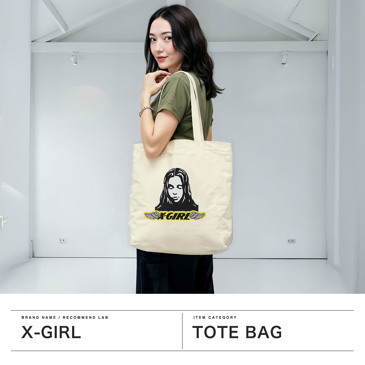 早い者勝ち X-girl ANGEL FACE PATCH TOTE BAG アクセントに◎ ANGEL FACE PATCH TOTE BAG（トートバッグ）｜X-girl（エックス
