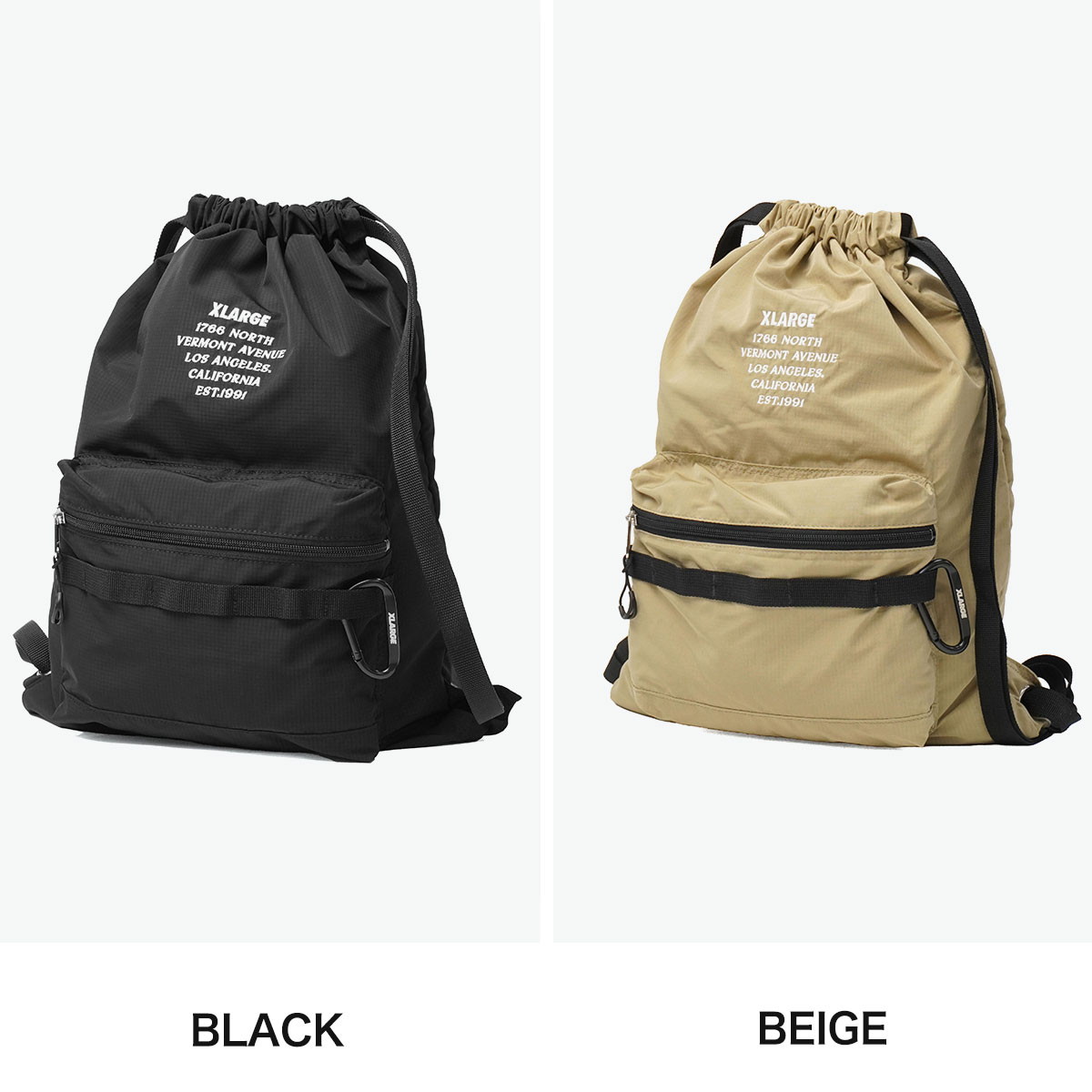 XLARGE エクストララージ ナップサック カラビナ付き 巾着リュック